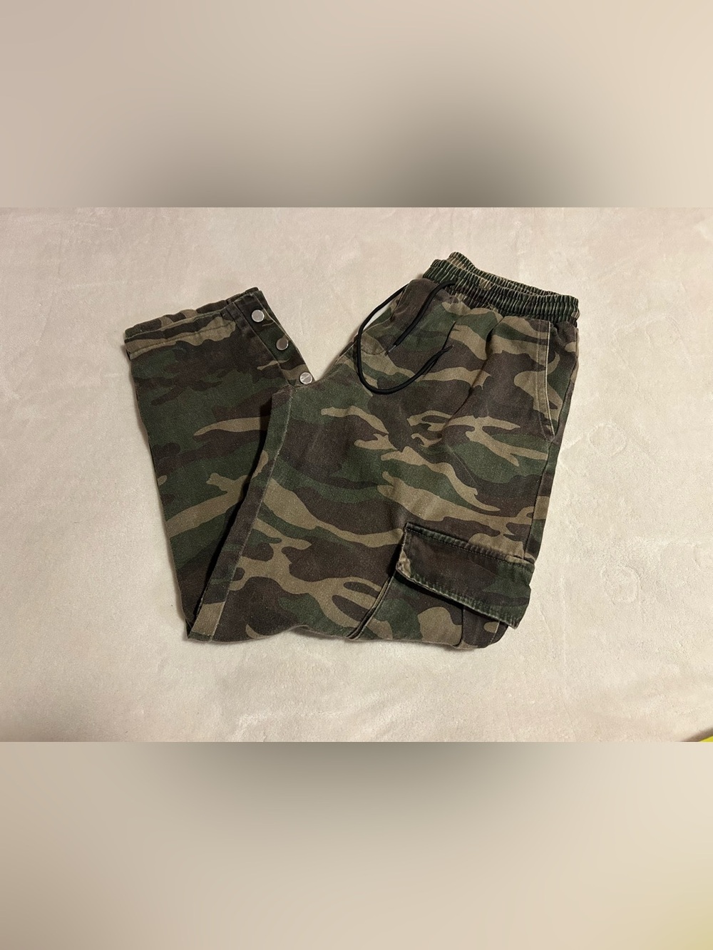 Boohoo men camo pants large joggers jeans draw string buttons casual alt cargo